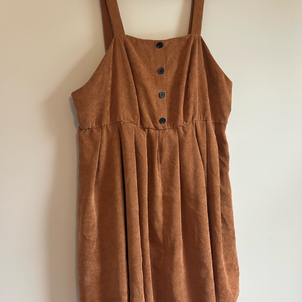 SHEIN Brown Pleated Buttoned Sundress